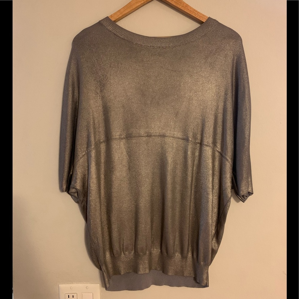 COS Metallic Grey oversized batwing top